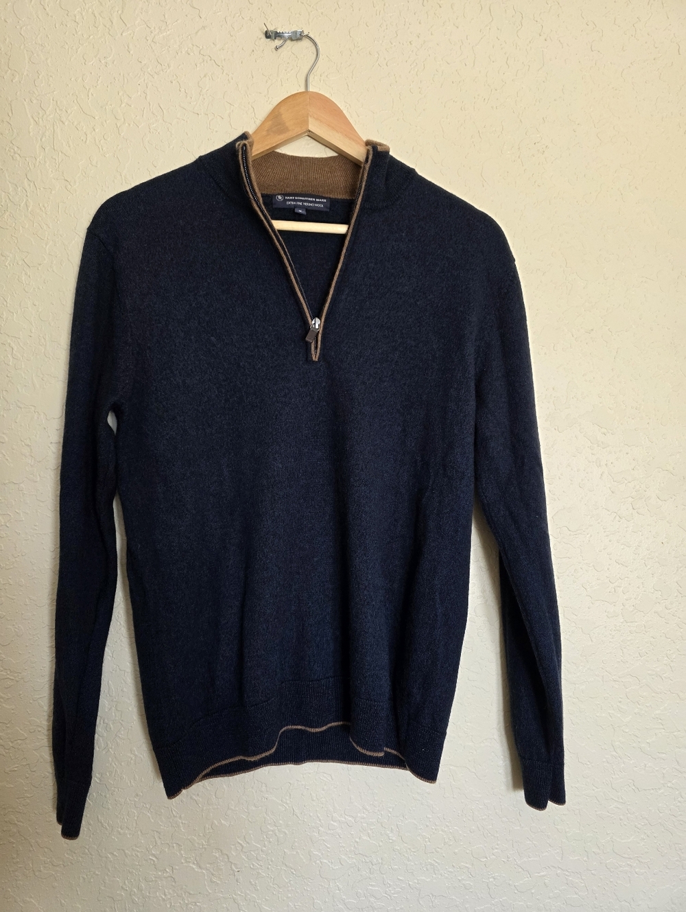 Hart Schaffee Marx Men's Half-Zip Sweater Merino Wool